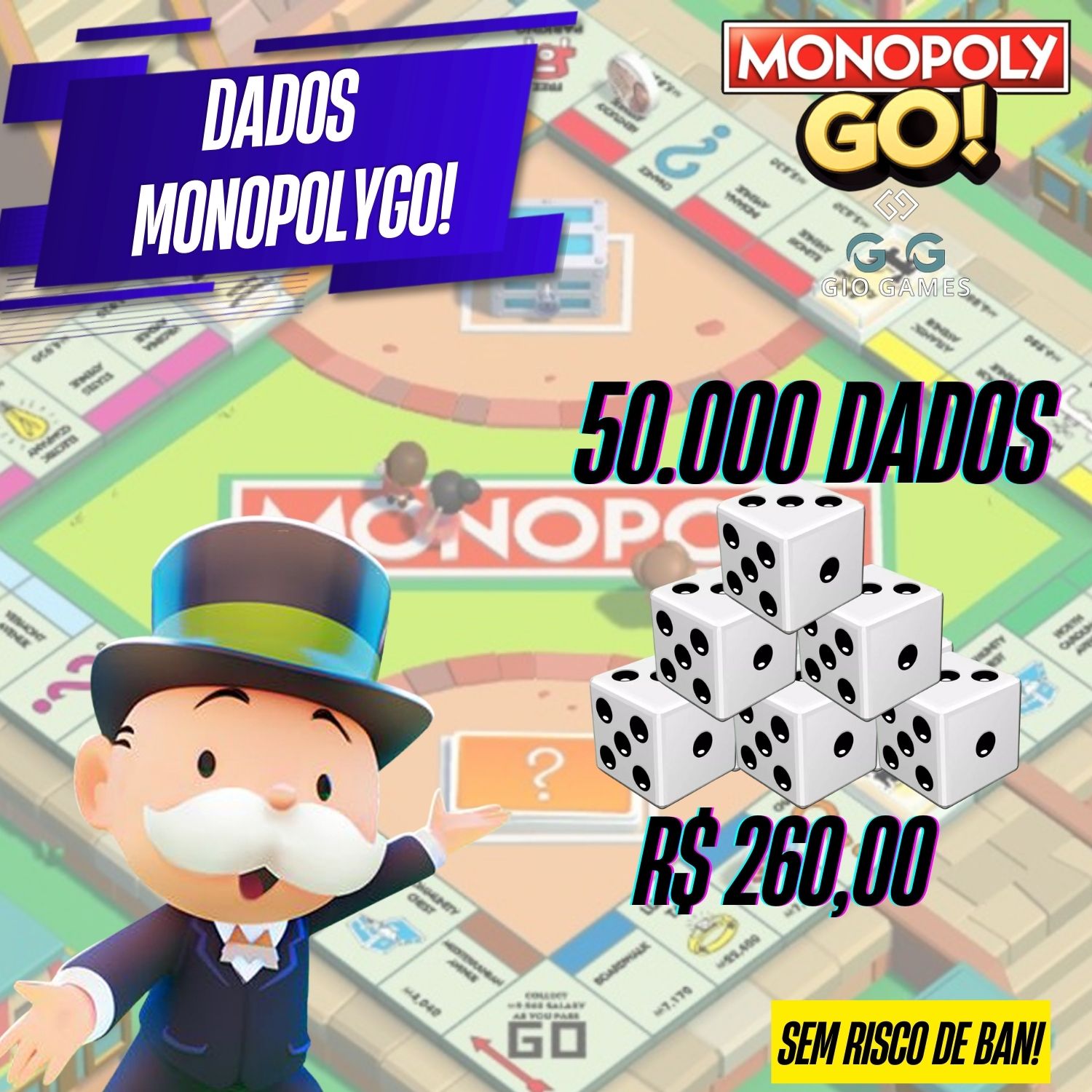 Pacote Dados MonopolyGO - 50mil Dados